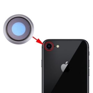 Sklíčko zadní kamery iPhone 8 (4,7) + rámeček stříbrná (bílá)