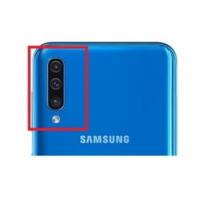 Sklíčko zadní kamery Samsung A50, A70 Galaxy A505, A705 s rámečkem blue