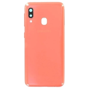 Kryt baterie Samsung A202 Galaxy A20e + sklíčko kamery coral (orange)