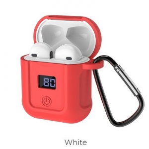 Bluetooth headset HOCO S11 barva bílá + červené pouzdro + lightning USB kabel + karabina