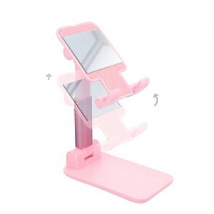 Stojánek pro mobil se zrcadlem - plast, barva růžová