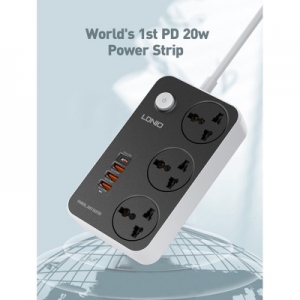 Cestovní nabíječ LDNIO SC3412, 3x USB A, 1x USB C, QC 3.0 PD 20W