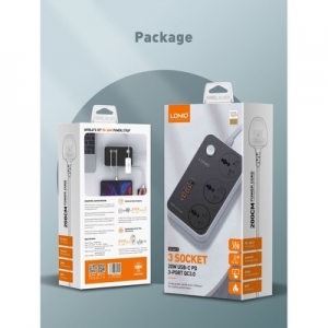 Cestovní nabíječ LDNIO SC3412, 3x USB A, 1x USB C, QC 3.0 PD 20W