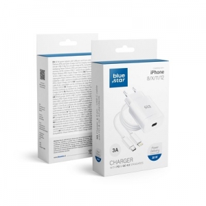 Cestovní nabíječ BlueStar iPhone - s odnímatelným kabelem (vstup USB C, kabel USB C na Lightning) QC 3.0 PD 18W