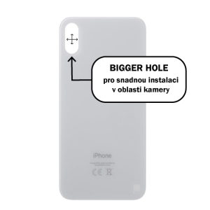 Kryt baterie iPhone X white / silver - Bigger Hole