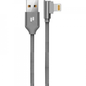 Datový kabel Puridea L23 Lightning konektor 2,4A, QC, 90° koncovka, barva šedá