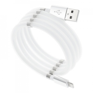 Datový kabel Magnet, Lightning 8-pin 2,4A, barva bílá