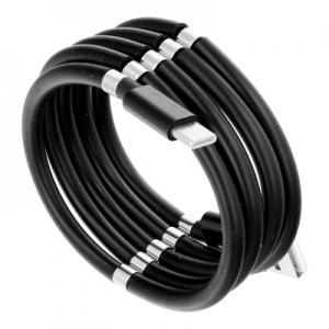 Datový kabel Magnet, USB Typ C 2,4A, barva černá