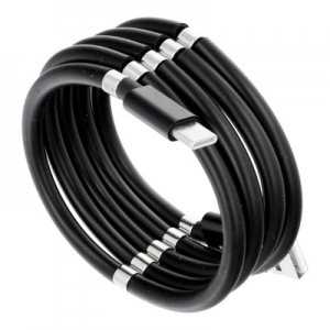Datový kabel Magnet, USB Typ C 2,4A, barva černá