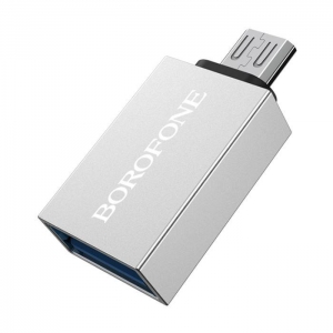 Micro USB adaptér pro USB OTG BOROFONE barva stříbrná