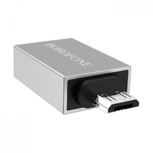 Micro USB adaptér pro USB OTG BOROFONE barva stříbrná