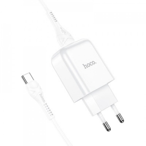 Cestovní nabíječ HOCO N2 Vigour 1x USB A (2A) + kabel USB A na USB C, barva bílá