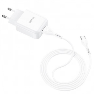 Cestovní nabíječ HOCO N2 Vigour 1x USB A (2A) + kabel USB A na USB C, barva bílá