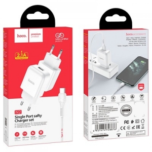 Cestovní nabíječ HOCO N2 Vigour 1x USB A (2A) + kabel USB A na USB C, barva bílá