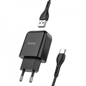 Cestovní nabíječ HOCO N2 Vigour 1x USB A (2A) + kabel USB A na USB C, barva černá