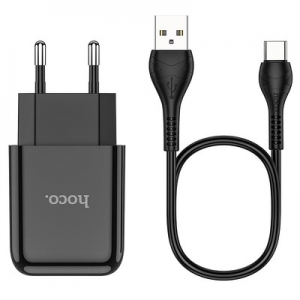 Cestovní nabíječ HOCO N2 Vigour 1x USB A (2A) + kabel USB A na USB C, barva černá