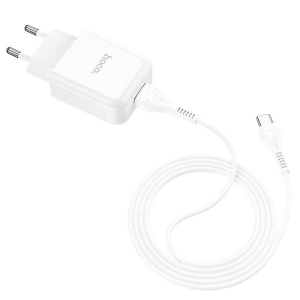Cestovní nabíječ HOCO N2 Vigour 1x USB A (2A) + kabel USB A na USB C, barva bílá
