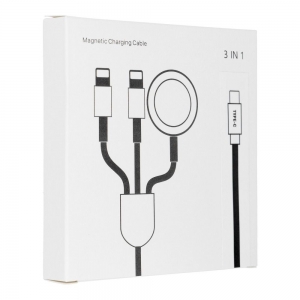 Datový kabel iPhone 3v1, 2x lightning konektor + Apple watch 3W, barva bílá