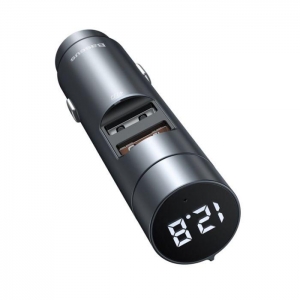 Transmitér FM Bluetooth Baseus, Bluetooth 5.0, 2X USB QC, barva šedá