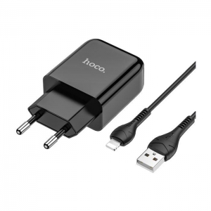 Cestovní nabíječ HOCO N2 Vigour 1x USB A (2A) + kabel USB A na Lightning, barva  černá