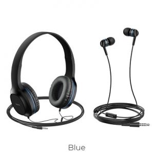 Bluetooth Sluchátka + HF HOCO W24, 3,5mm Jack, barva modrá