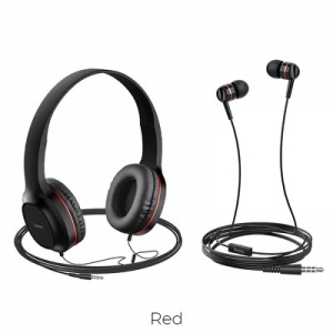 Bluetooth Sluchátka + HF HOCO W24, 3,5mm Jack, barva červená
