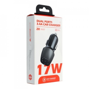 CL adaptér Carbon 2x USB QC 3.0, 17W, barva černá