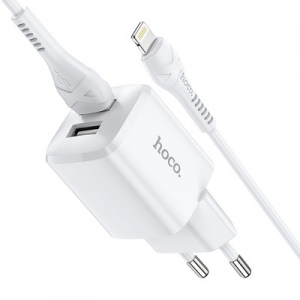 Cestovní nabíječ HOCO N8 Briar 2x USB 2,4A, kabel Lightning 8-pin, barva bílá