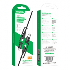Datový kabel 4v1 Kaku (KSC-654), 60W, barva černá