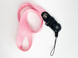 Šňůrka na mobilní telefon s plastovým zámkem, šířka 2 cm, barva růžová