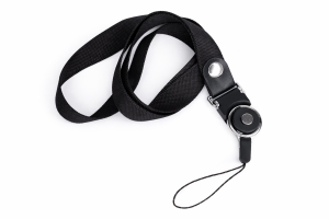 Šňůrka na mobilní telefon s plastovým zámkem, šířka 2 cm, barva černá