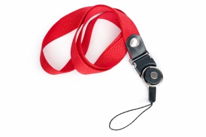 Šňůrka na mobilní telefon s plastovým zámkem, šířka 2 cm, barva červená