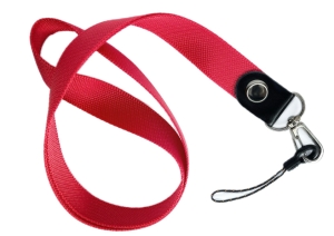 Šňůrka na mobilní telefon s karabinou, šířka 2 cm, barva červená