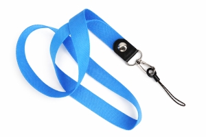Šňůrka na mobilní telefon s karabinou, šířka 2 cm, barva modrá