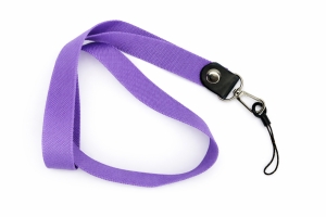 Šňůrka na mobilní telefon s karabinou, šířka 2 cm, barva fialová