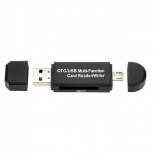Čtečka paměťových karet CR03, OTG + Micro USB, SD + Micro SD, barva černá