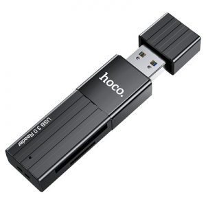 Čtečka paměťových karet HOCO HB20, 2v1 USB 3.0, barva černá