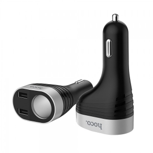 CL adaptér HOCO Z29 2x USB A 3,1A + LCD, hnízdo CL, barva černá