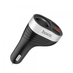 CL adaptér HOCO Z29 2x USB A 3,1A + LCD, hnízdo CL, barva černá