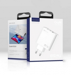 Cestovní nabíječ Dux Ducis , 1xUSB 2x USB Typ C, fast charge 65W, barva bílá