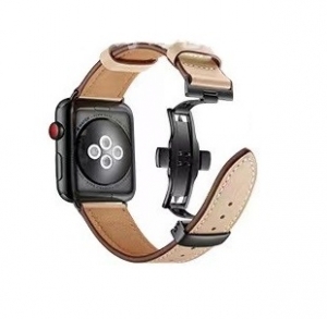 Kožený řemínek pro Apple Watch 42-45mm - beige