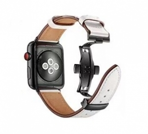 Kožený řemínek pro Apple Watch 42-45mm - white