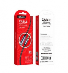 Kabel AUX KAKU (KSC-526) Jack 3,5mm (samec / samice) ,1m, černá