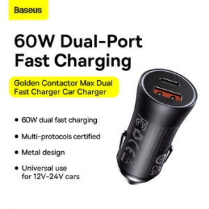 CL adaptér Baseus CGJM000113, 1X USB 1x USB Typ C PD/QC 60W, barva šedá