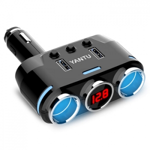 CL rozbočovač zásuvek do zapalovače B39 Typ B - 2 zásuvky + 2x USB A - 3,1A s displejem, černá