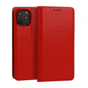 Pouzdro Book Leather Special iPhone 14 Pro, barva červená