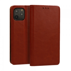 Pouzdro Book Leather Special iPhone 14, barva hnědá