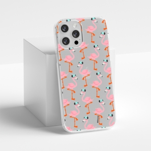 Pouzdro iPhone 12, 12 Pro (6,1) Minnie Flamingo vzor 032, transparent