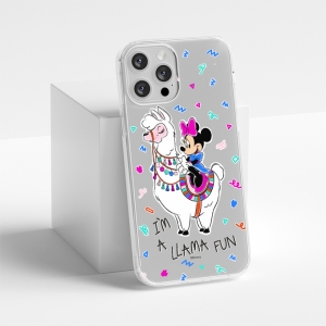 Pouzdro iPhone 14 (6,1) Minnie Lama vzor 049, transparent