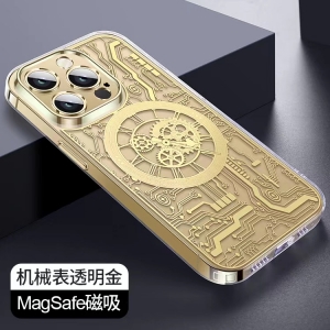 Pouzdro Back Case ClockWork iPhone 14 Pro (6,1´´) s funkcí Magsafe, transparent/gold (blistr)
